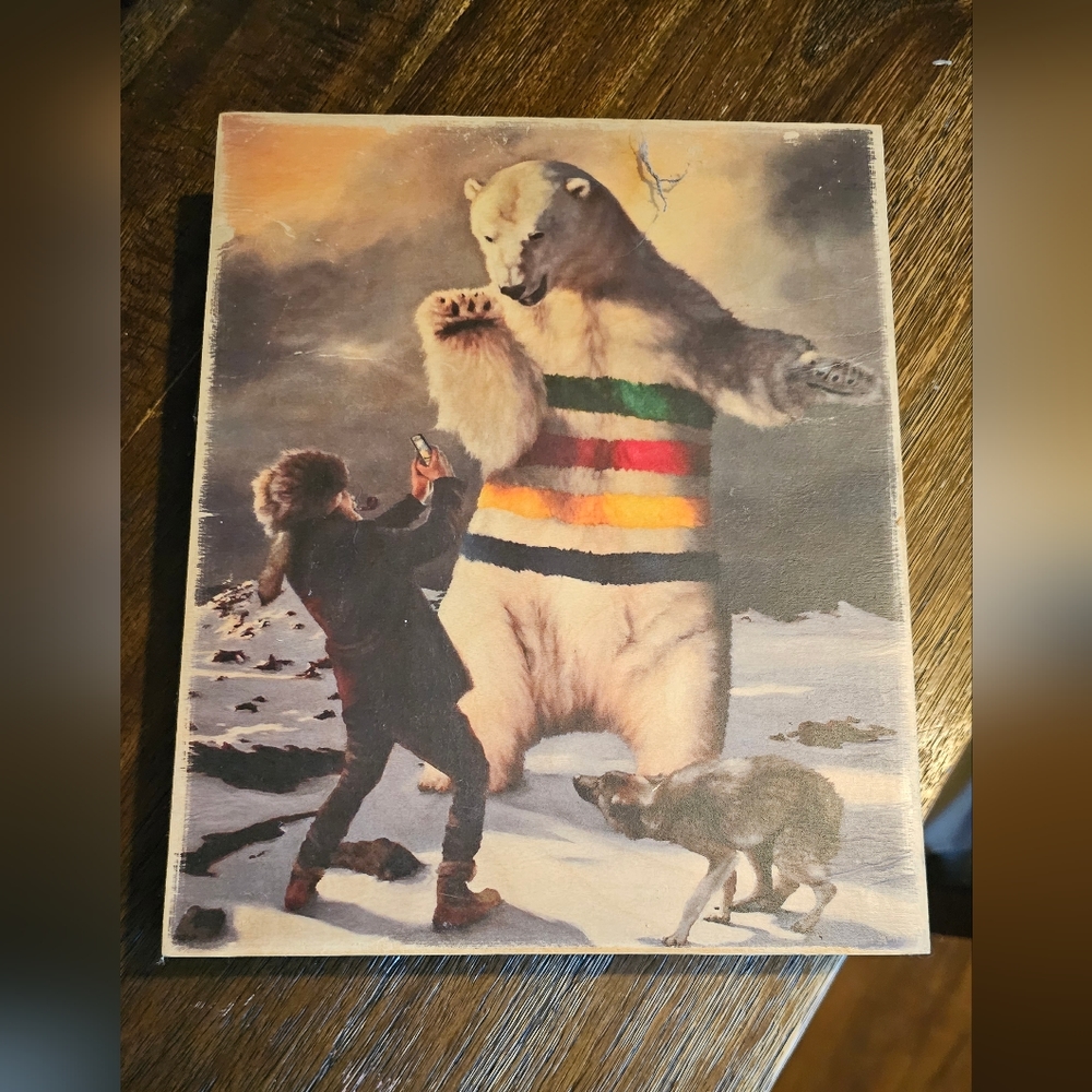 Polar Bear Stripe Sweater Art Print - Home Art